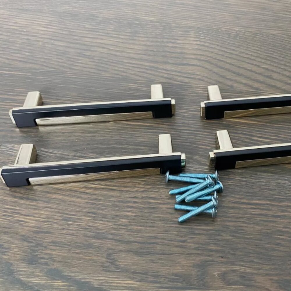 NEW Drawer Pull Cabinet Handle, Set of 4, Black Gold 5" long x 3.75" wide